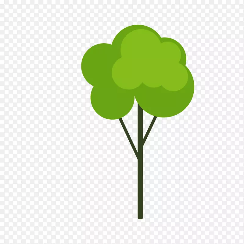 一棵卡通灰绿色的树