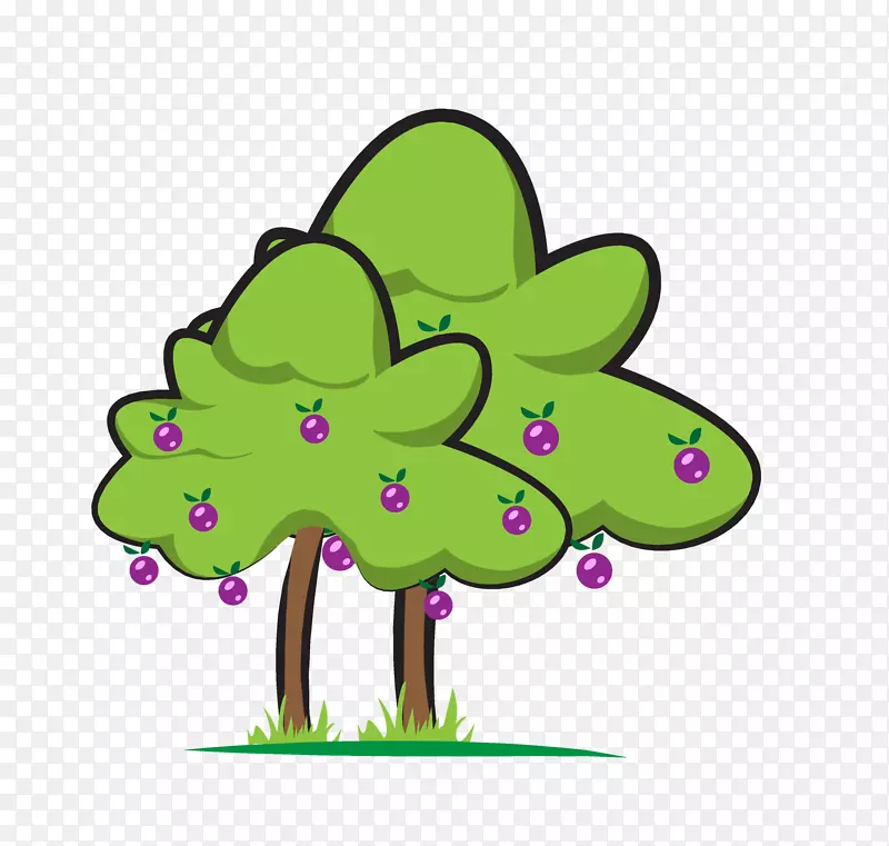手绘卡通绿色果树