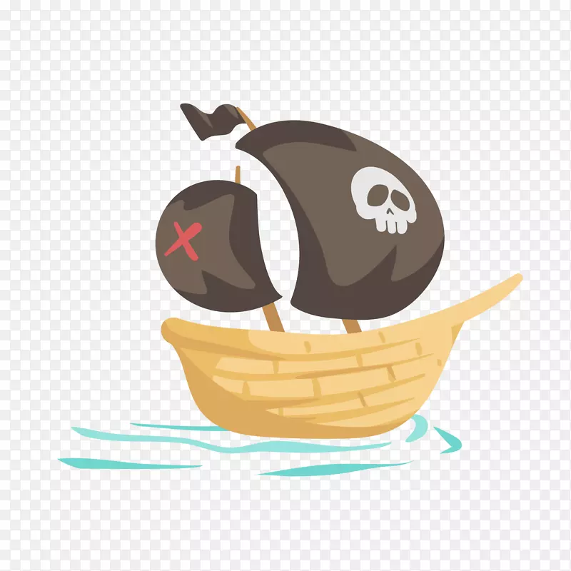 骷髅头海盗船矢量图