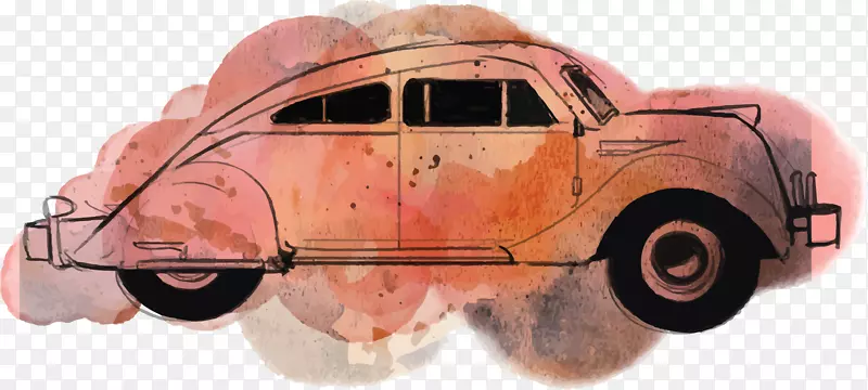 创意复古汽车剪影装饰图案