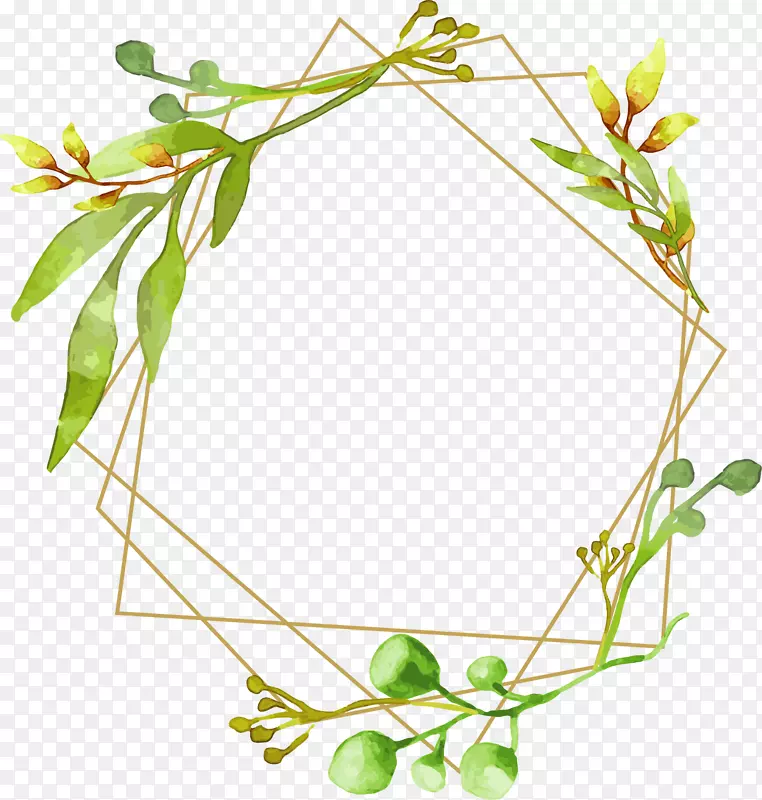 手绘树枝浪漫边框
