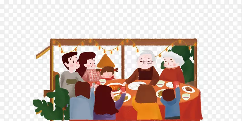 卡通家人团聚年夜饭免抠