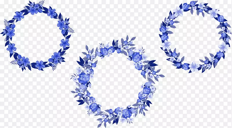 蓝色花环植物装饰