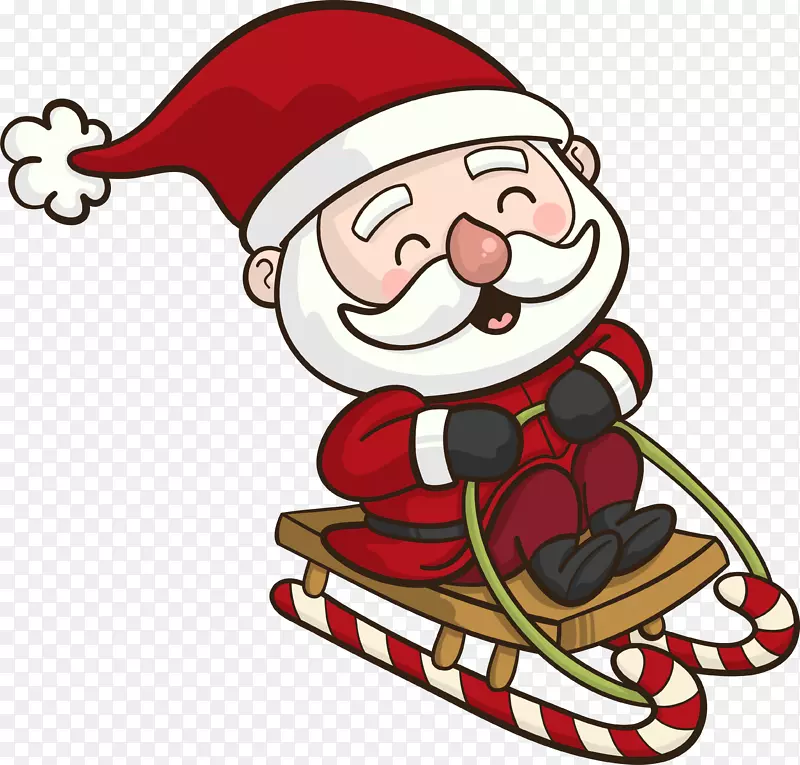 矢量滑雪橇的圣诞老人