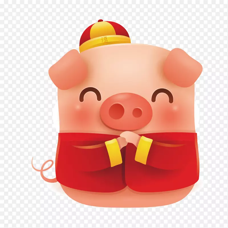 红色衣服小猪2019矢量卡通