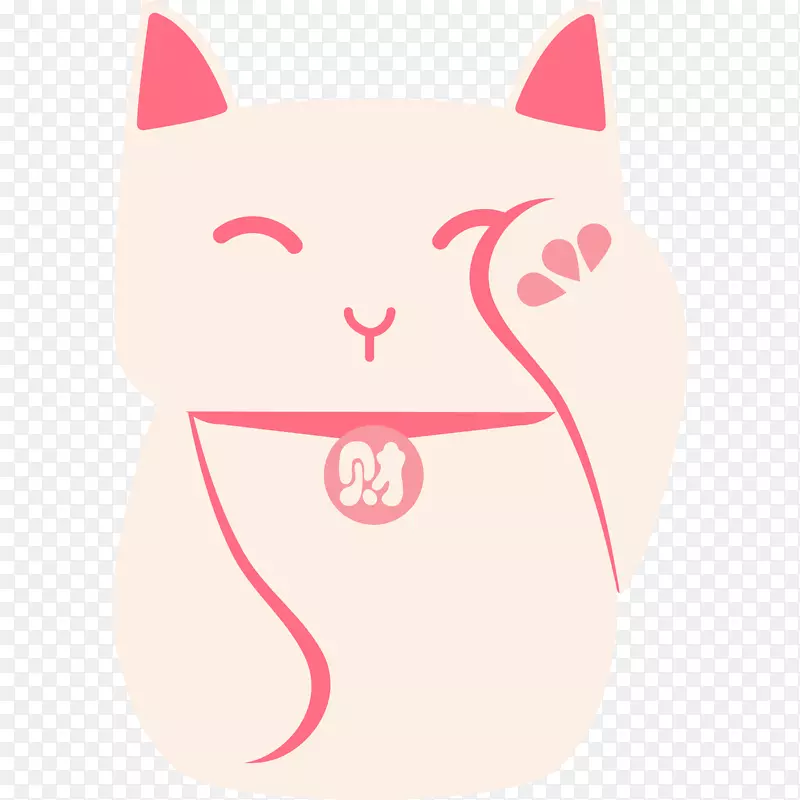 粉色招财猫卡通图标元素