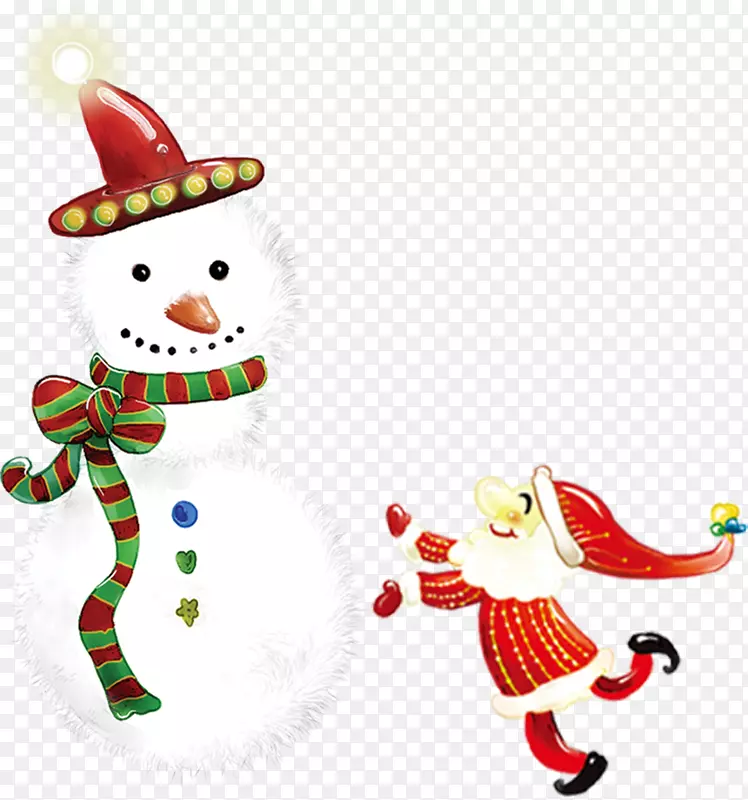 圣诞老人雪人拥抱欢乐图案