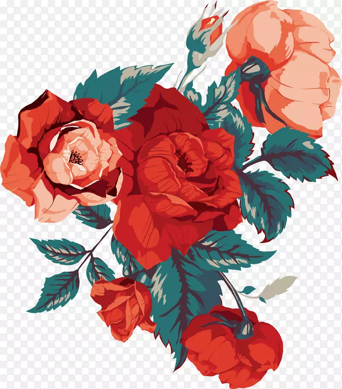 红色玫瑰花花朵装饰