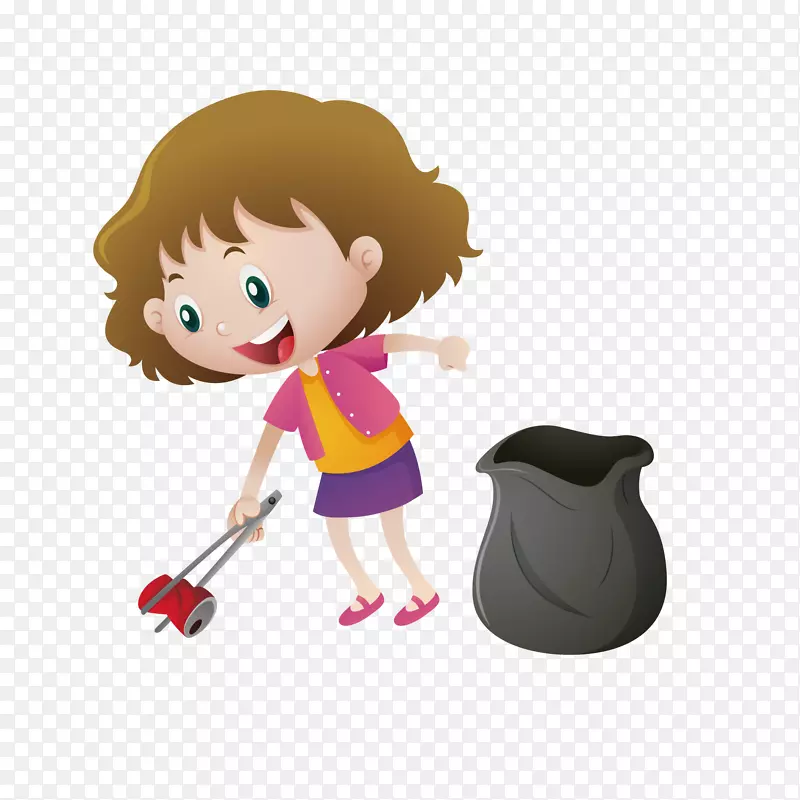 彩色扁平化捡垃圾元素PNG图片素材下载_图片编号qpagddjy-免抠素材网