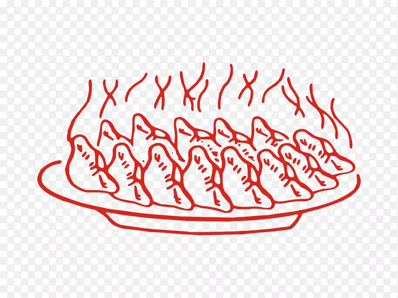 红色手绘热饺子
