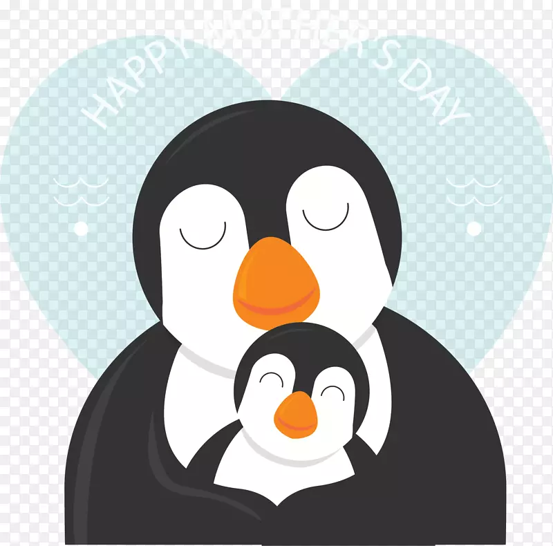 母亲节快乐企鹅母子