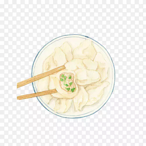 韭菜饺子手绘画素材图片