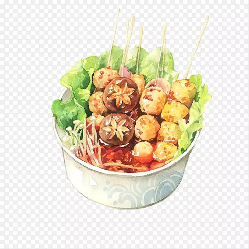 可爱的碗中的串串