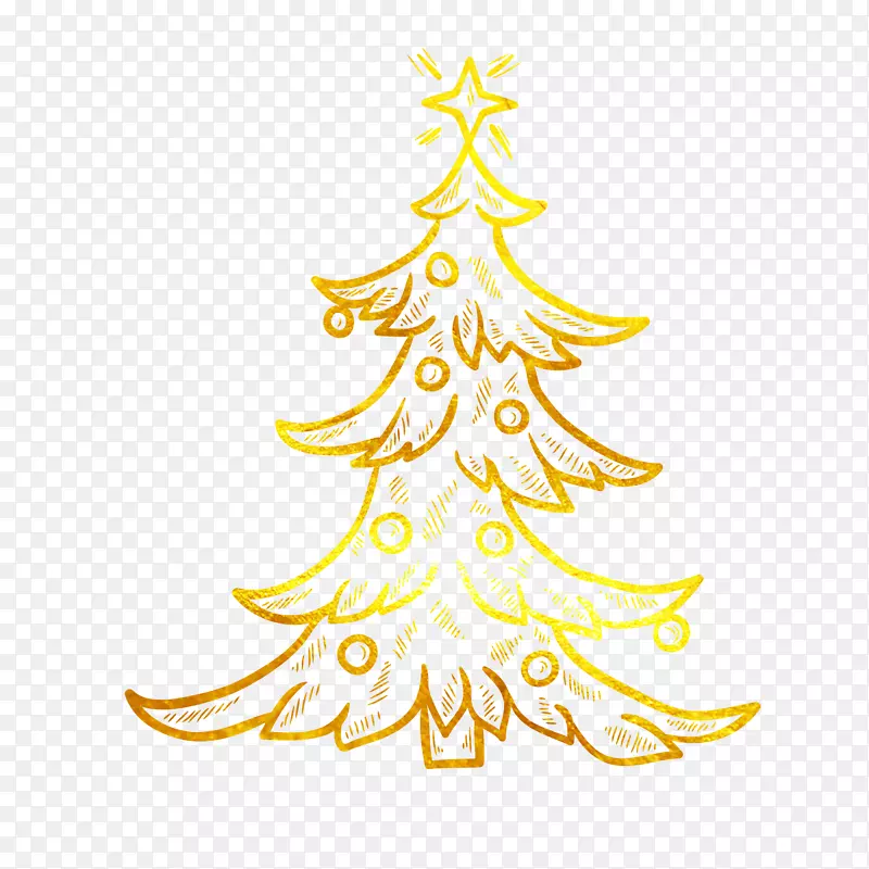 圣诞节烫金圣诞树装饰花纹免抠图
