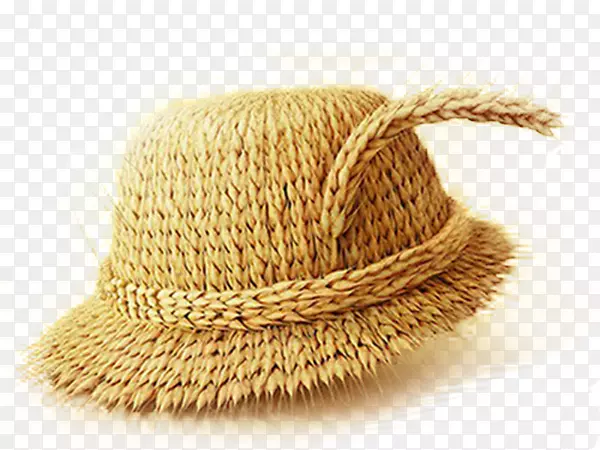 金黄色帽檐一根麦穗圆形草帽