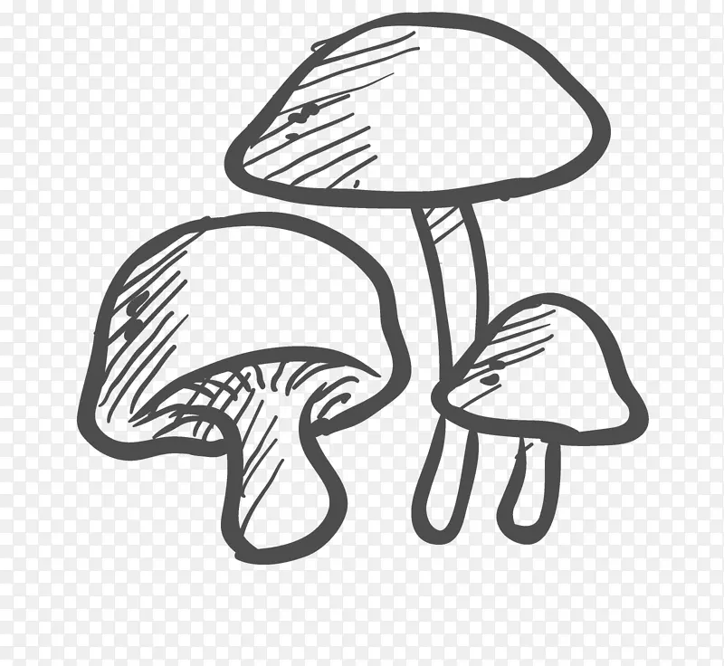 卡通手绘黑色的蘑菇