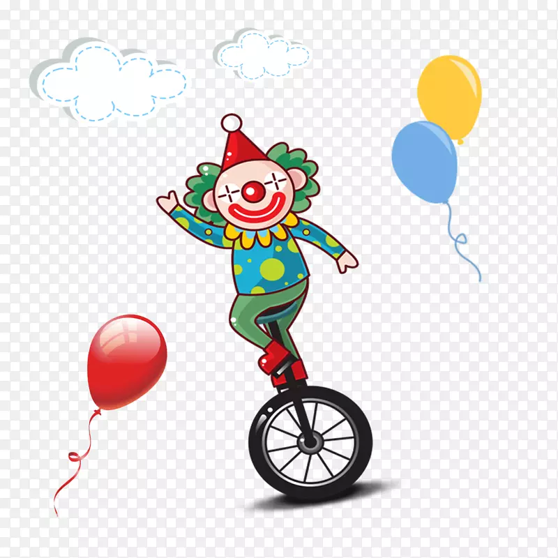 骑单车的卡通小丑卡通气球立体云