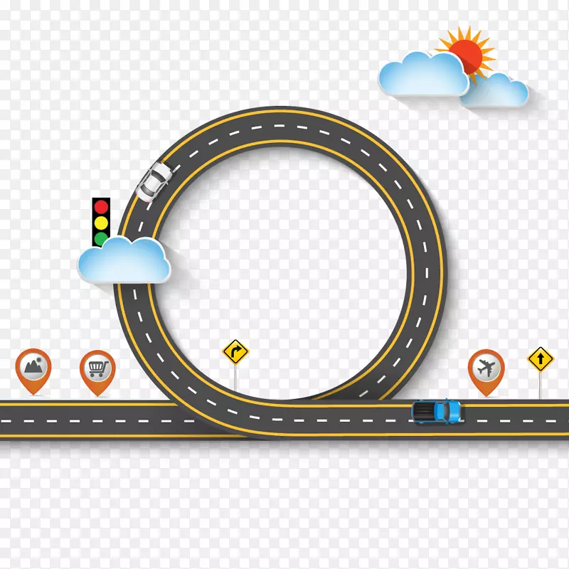 创意圆形 公路插画矢量素材