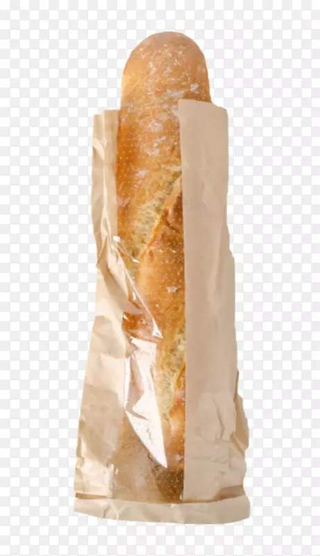 棕色纸张包着的法式长面包实物