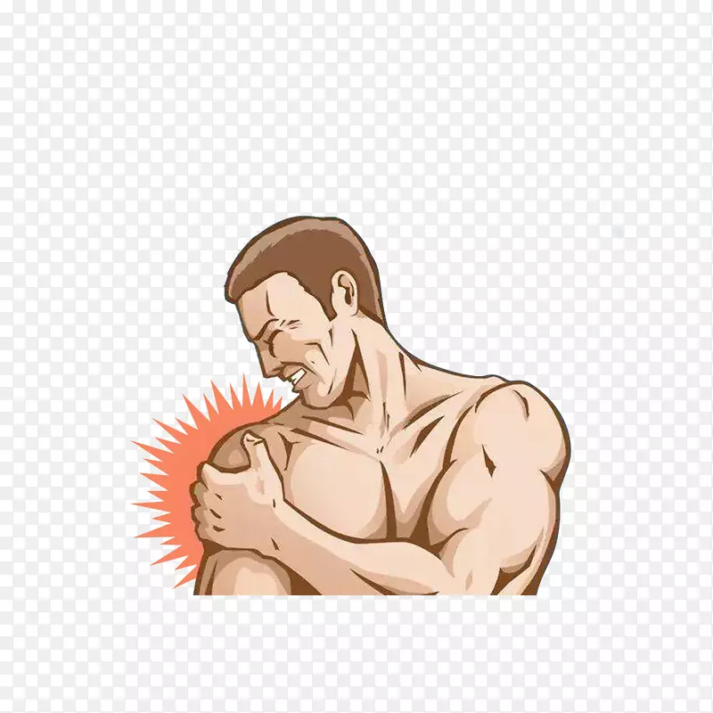 卡通肩膀痛的肌肉男子素材