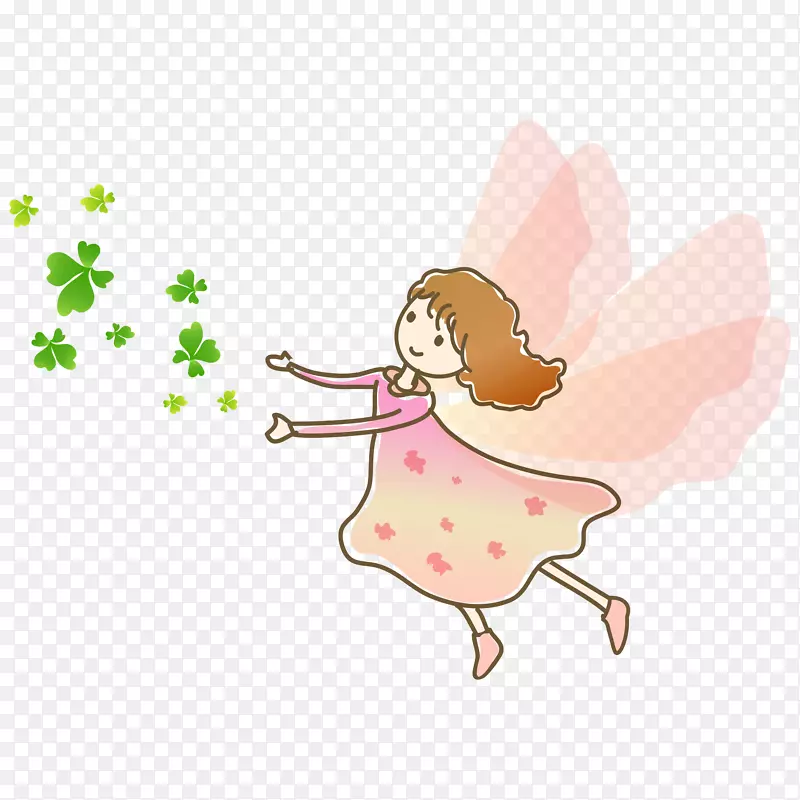 飞起来的小女孩和绿叶