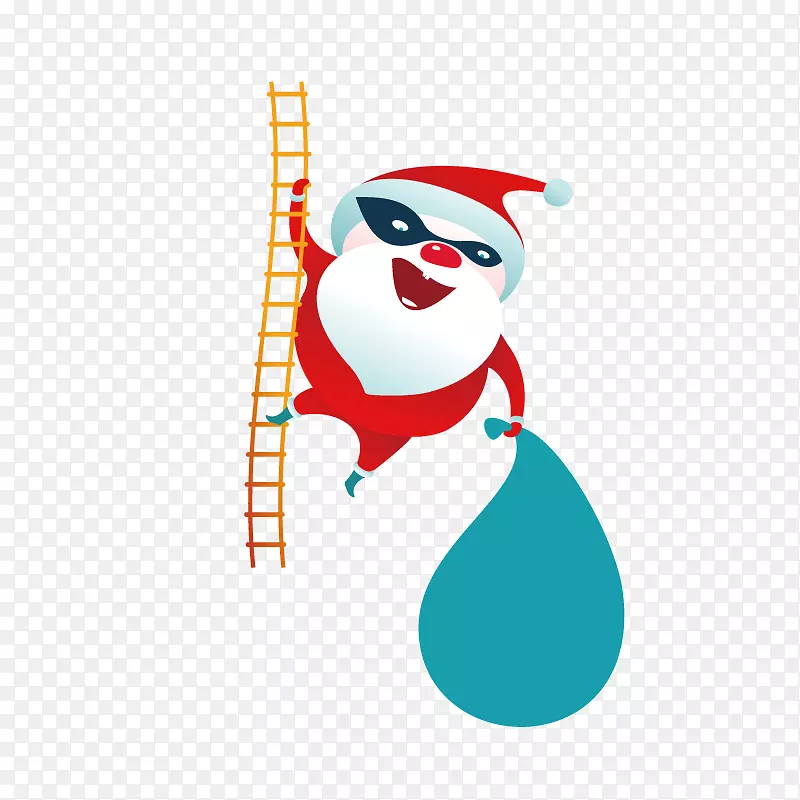 抓着梯子的圣诞老人