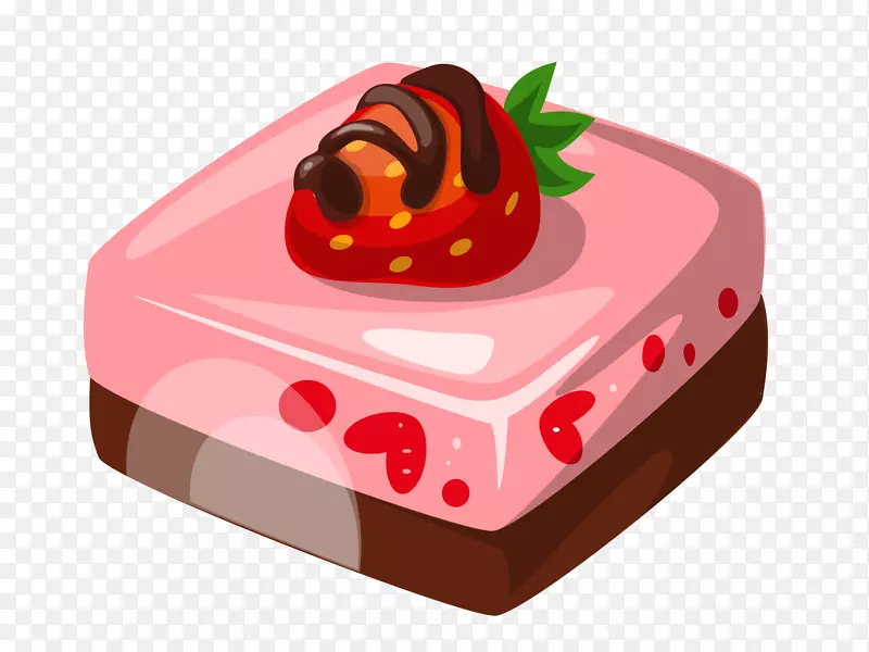 冰淇淋蛋糕方形粉红色美味半圆面