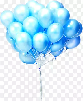 一簇蓝色气球表面光亮