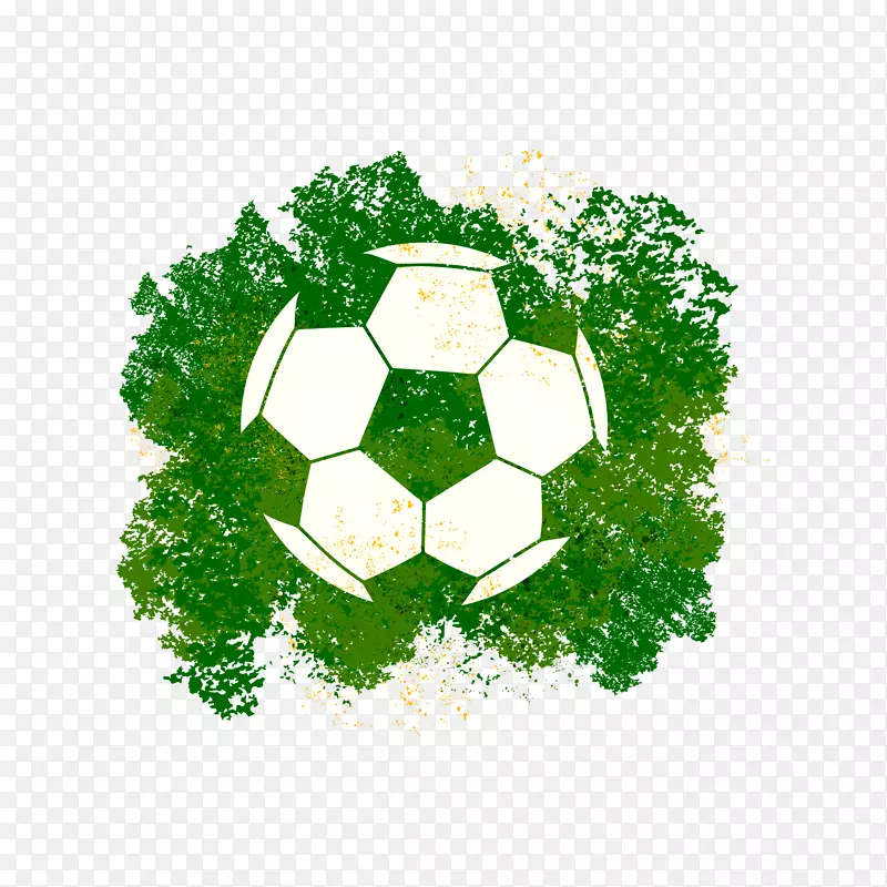 手绘创意绿色足球免抠图