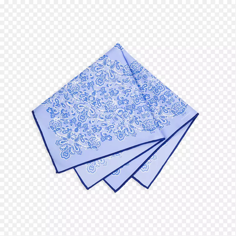 蓝色传统花纹手帕免抠png实物