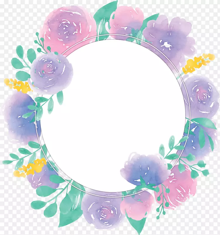 浪漫粉紫色花朵边框