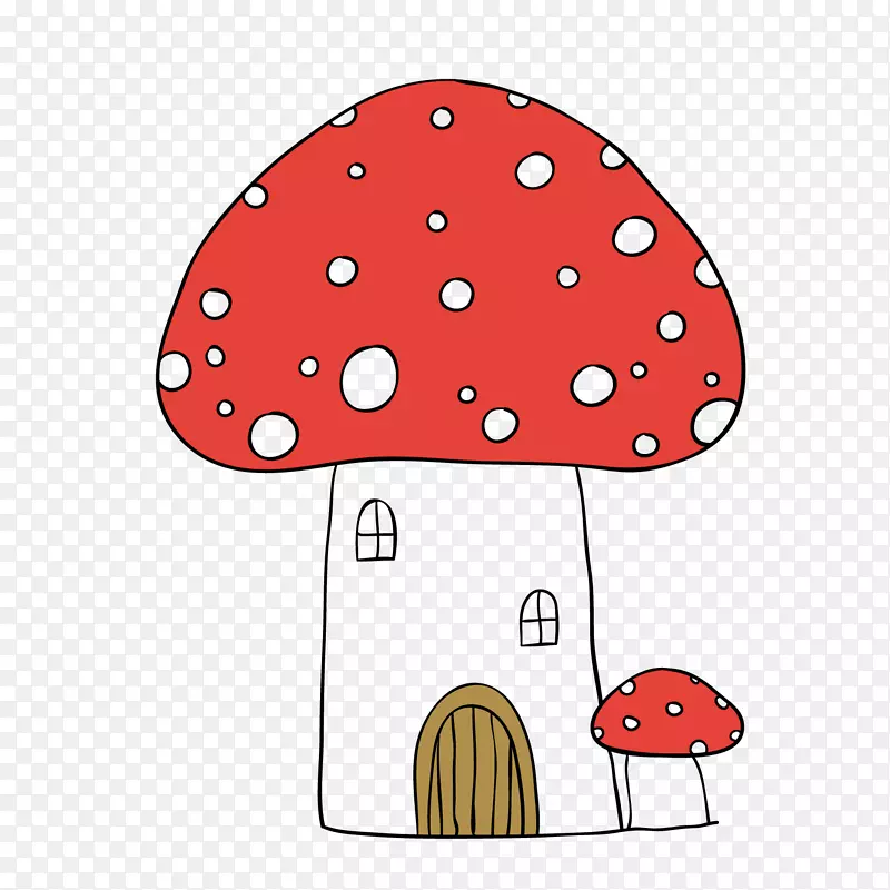 红色卡通蘑菇屋矢量图