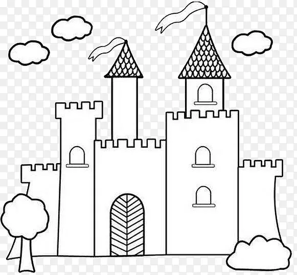 梦幻童话城堡简笔画图案