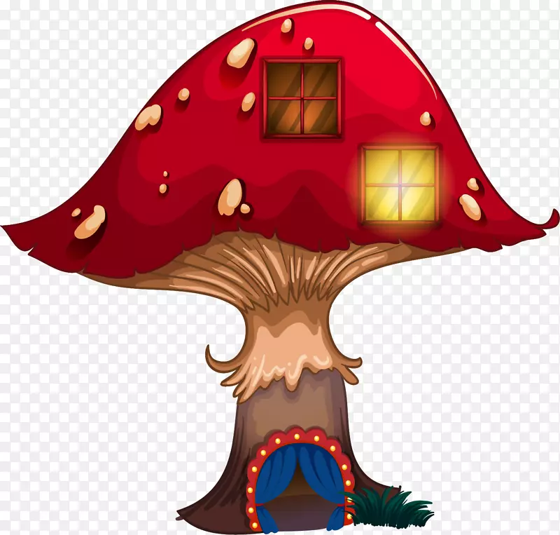 红色卡通蘑菇屋