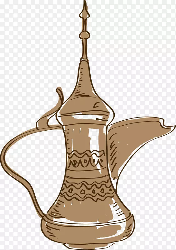 矢量手绘各个国家特色阿拉伯锡壶