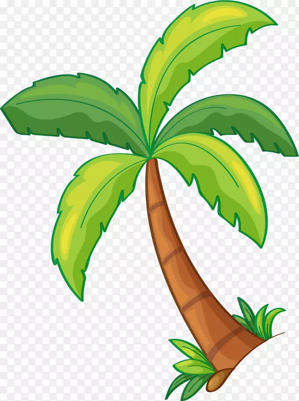 手绘棕色椰子树