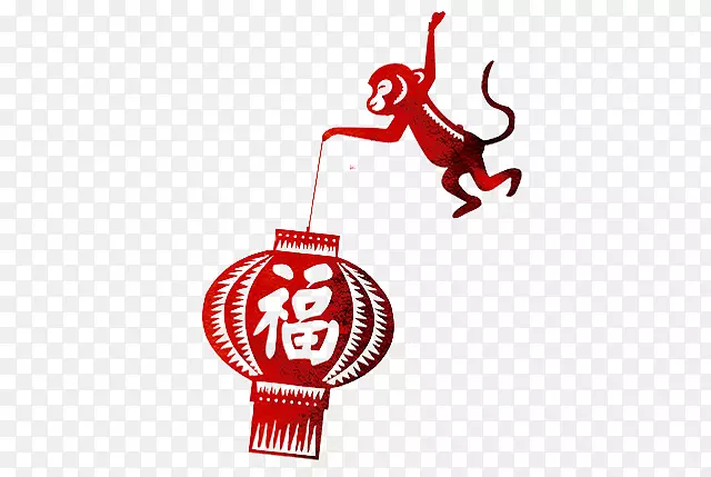 灯笼福字剪纸灯笼猴子提灯笼PNG图片素材下载_图片编号qanvdnzy-免抠素材网