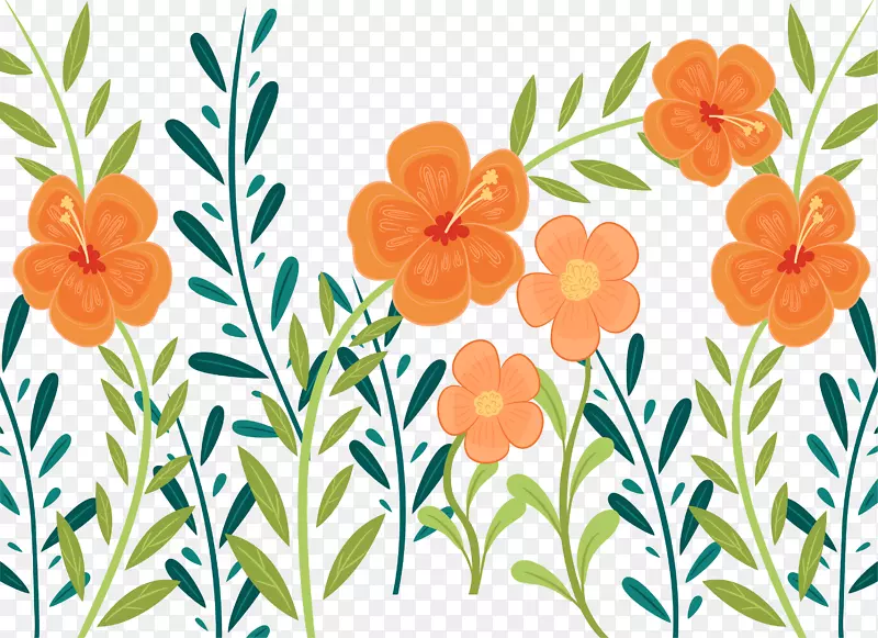 橘色花朵花丛