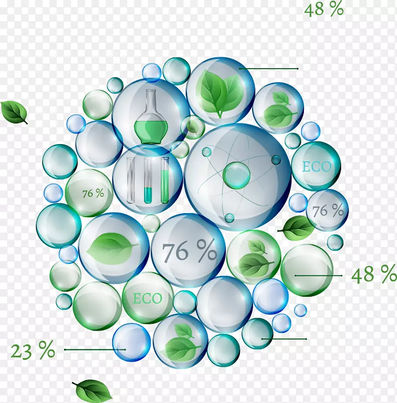矢量绿叶泡泡图