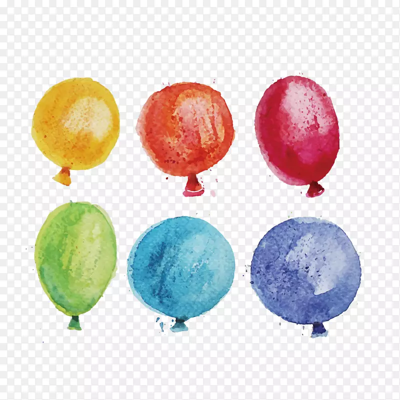 彩色气球水彩矢量素材