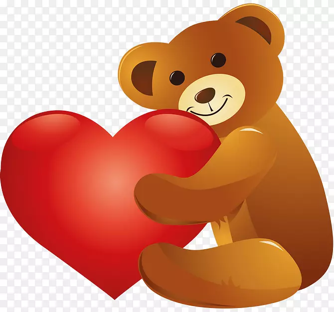 泰迪熊抱爱心免抠素材图