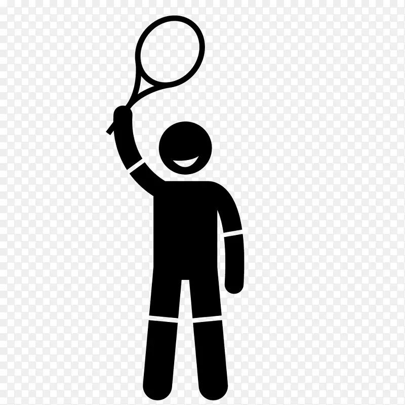 手绘黑色打网球人物图标