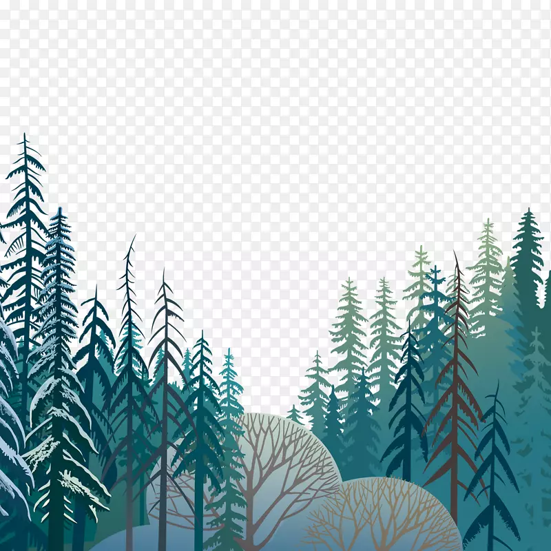 蓝色松树林