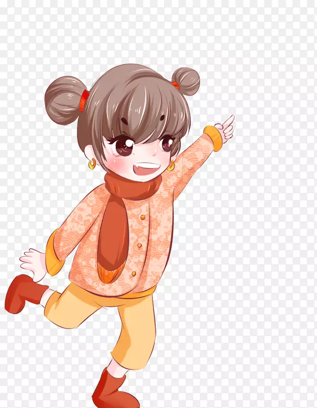 新年穿新衣得的小姑娘