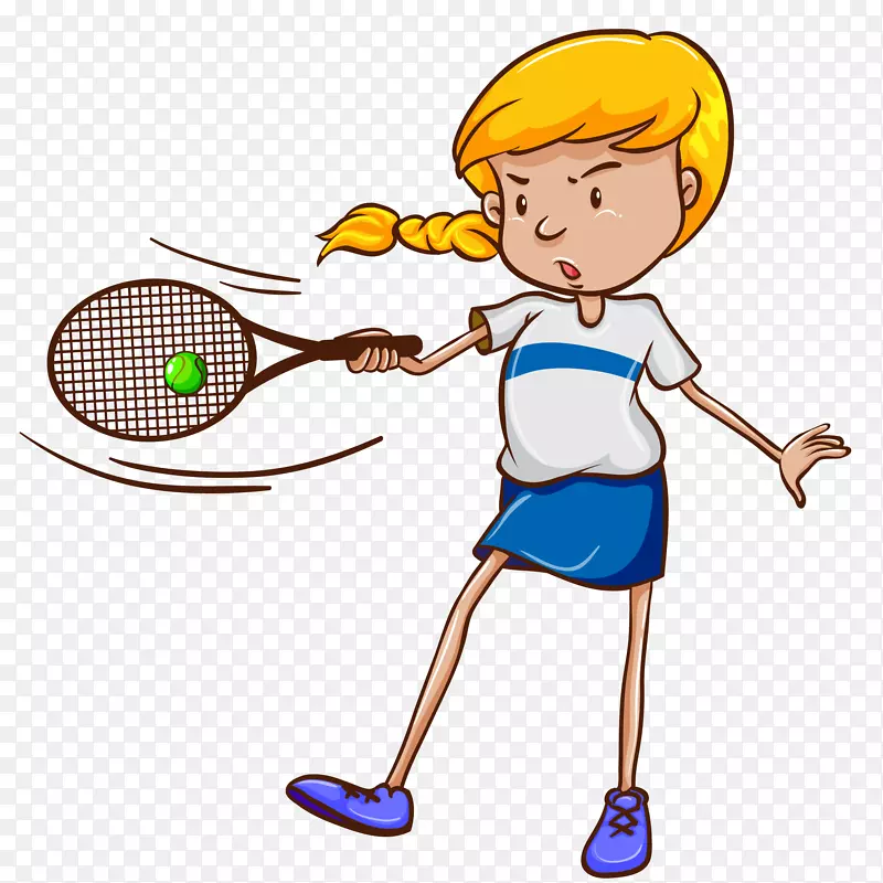 女孩打网球矢量插画