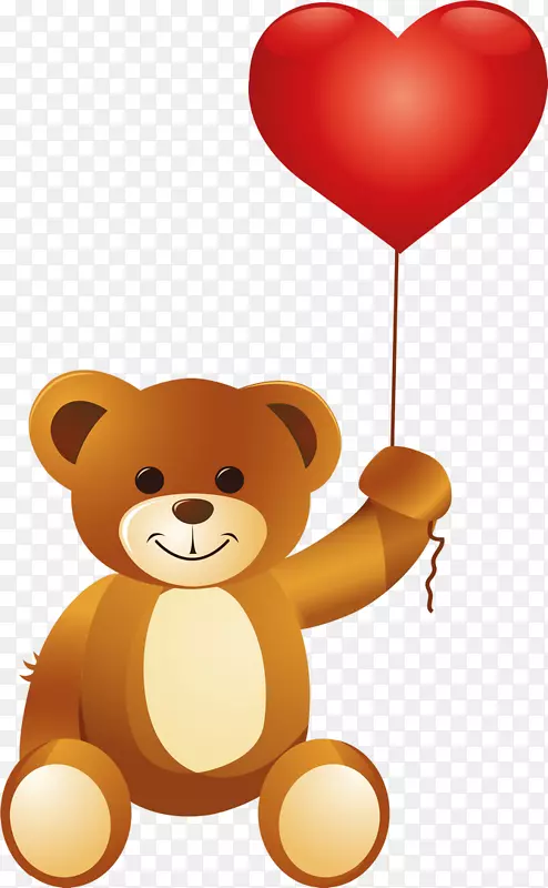 毛茸茸爱心熊气球素材免抠图