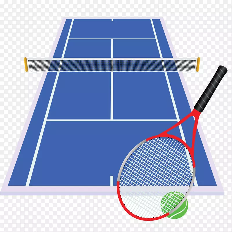 网球和网球场插画