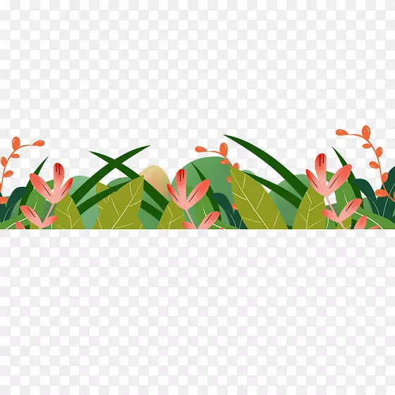 绿色植物开花卡通插画