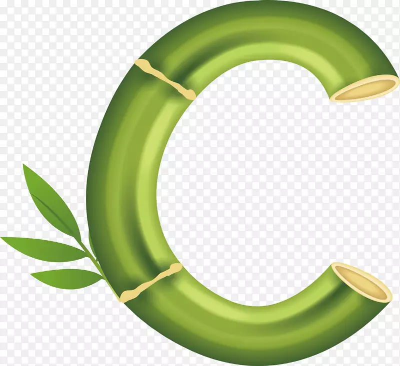 清新绿色竹子艺术字母C矢量素材