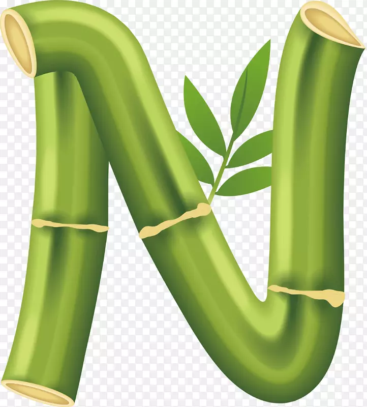 清新绿色竹子艺术字母N矢量素材